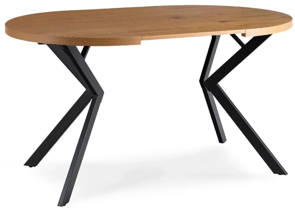 Bővíthető Étkezőasztal Arany Tölgy/Fekete Színben. LUGO 90-190 cm