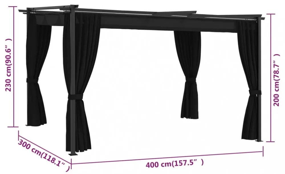 antracitszürke pavilon 4 x 3 m