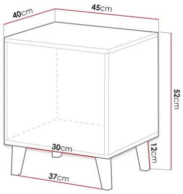 KÉSZLET 2x Éjjeliszekrény VAMOS 52x45 cm antracit