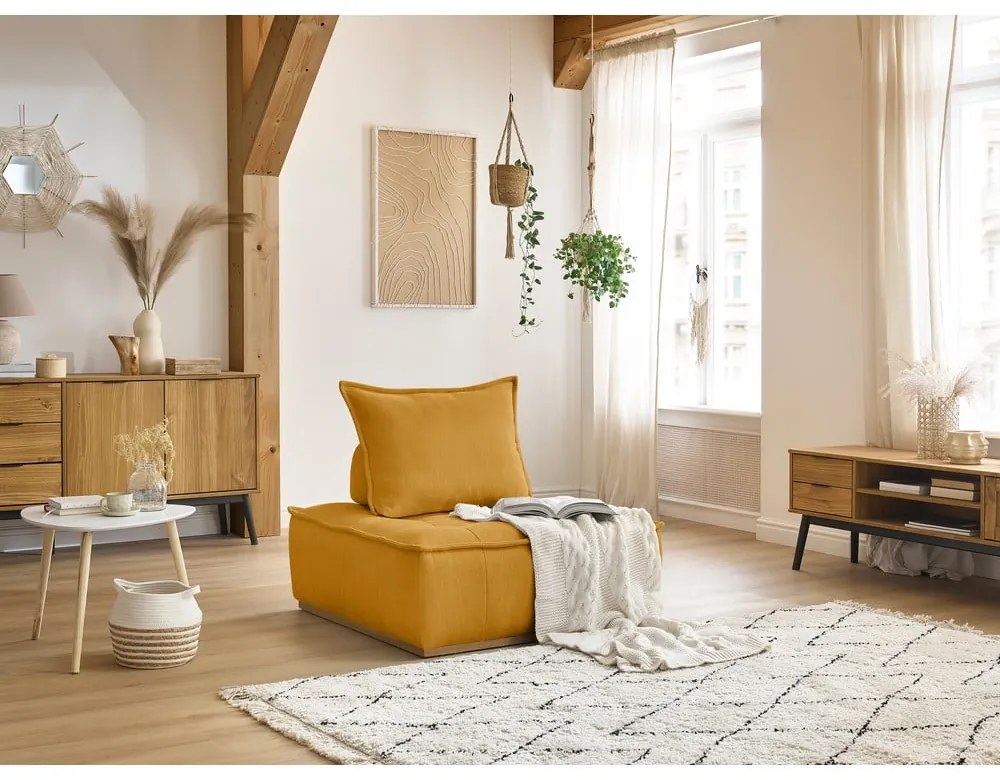 Mustársárga zsenília fotel Elisa – Bobochic Paris
