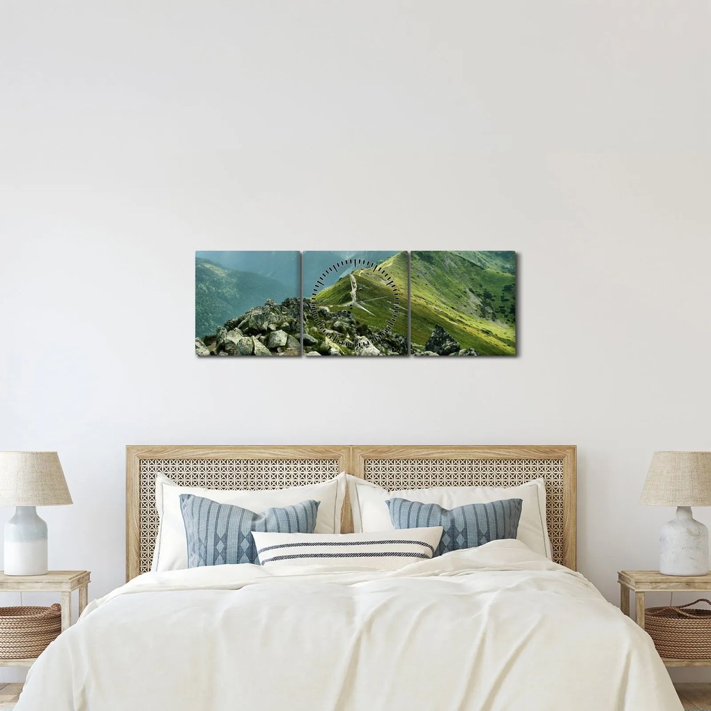 Kép - Hegyi táj (órával) (90x30 cm)