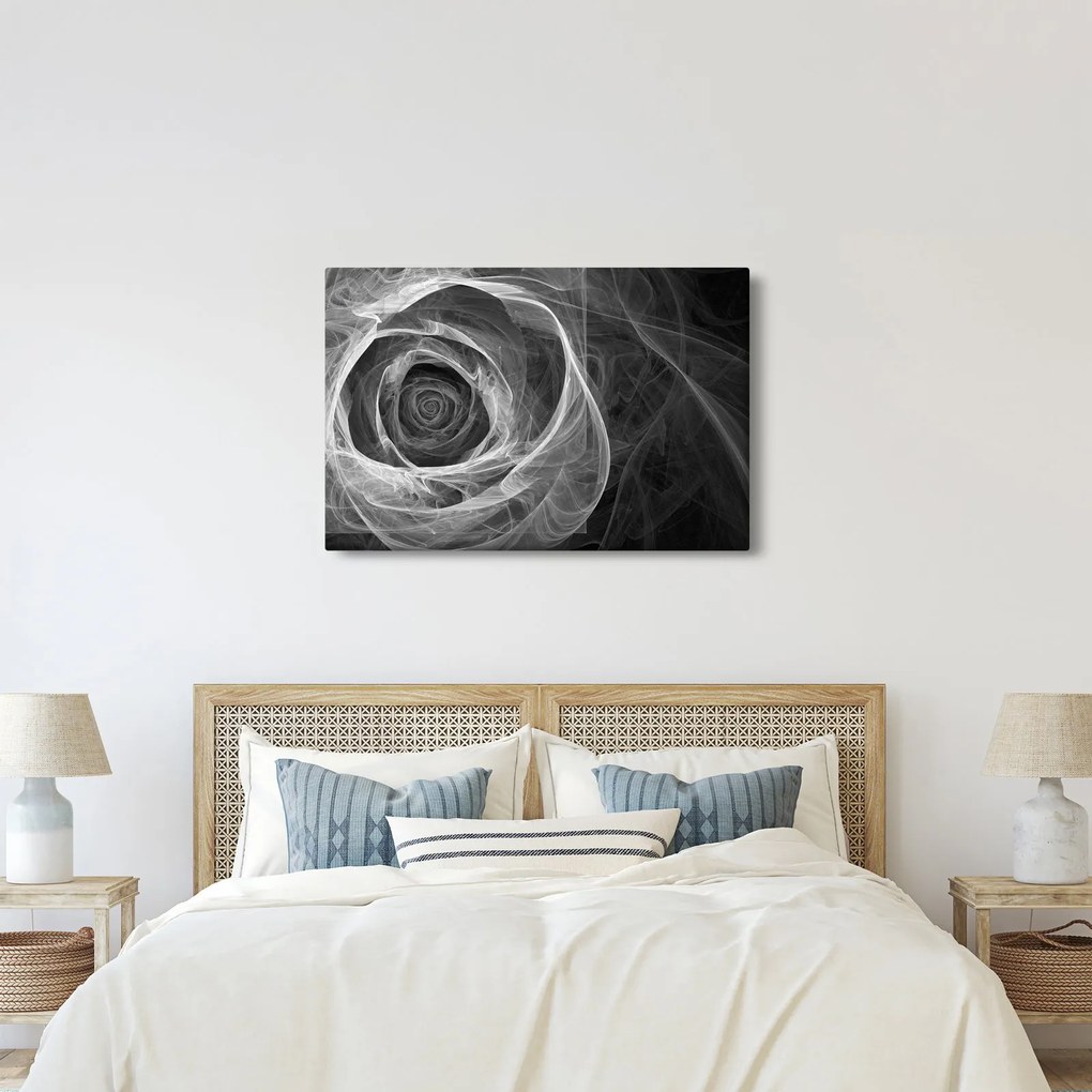 Kép - Absztrakt rózsa fekete-fehér (90x60 cm)