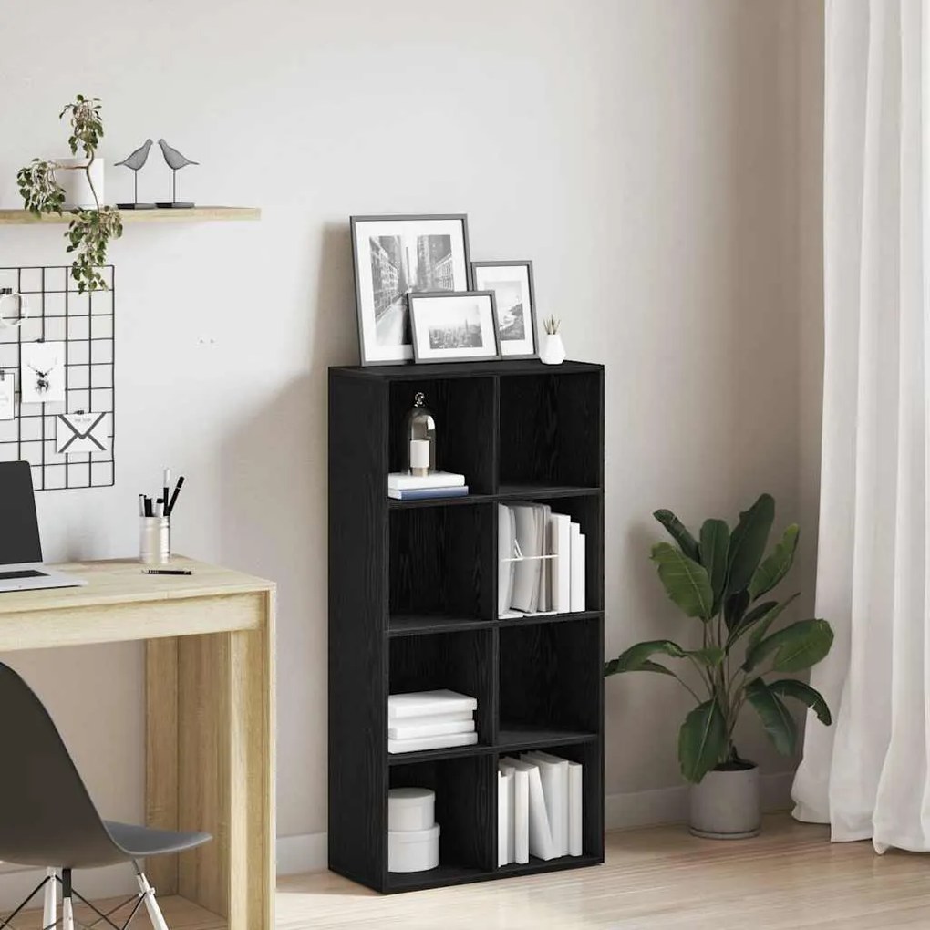 fekete tölgy szerelt fa könyvespolc 66x30x130 cm