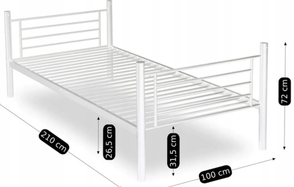 Emeletes Fém Ágykeret Fehér Színben. 90x200 cm RODEZ