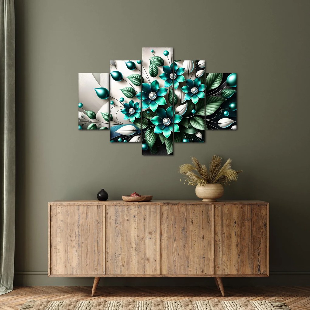 Kép - 3D türkiz virágok (150x105 cm)