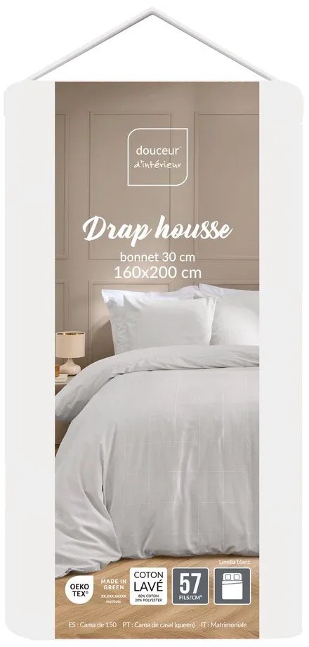 Fehér lepedő 160x200 cm Linella – douceur d'intérieur