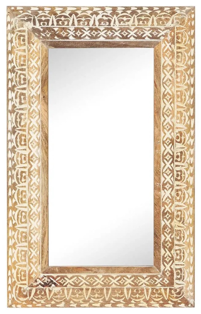 kézzel faragott tömör mangófa tükör 80 x 50 x 2,6 cm