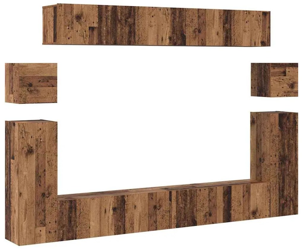 TV szekrény garnitúra 8 pcs Régi fa Közepes 30,5 x 30 x 30 cm
