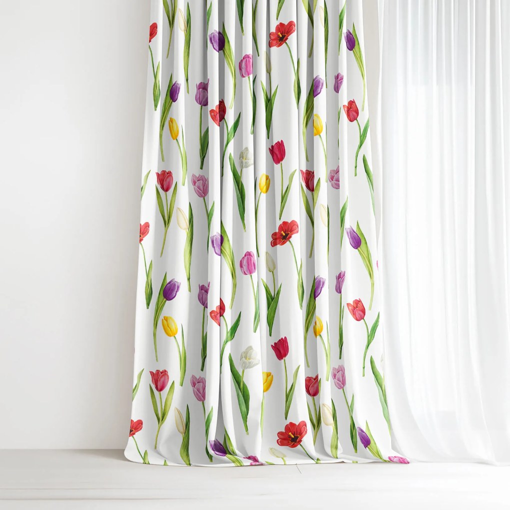 Goldea dekor függöny luca - színes tulipánok 240x150 cm