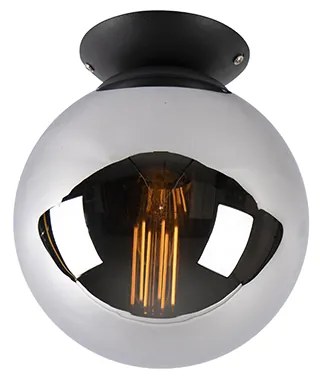 Art Deco mennyezeti lámpa fekete füstüveggel - Pallon