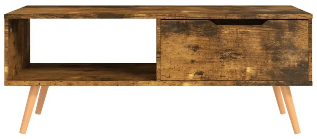 Füstös tölgy színű szerelt fa dohányzóasztal 100 x 49,5 x 43 cm