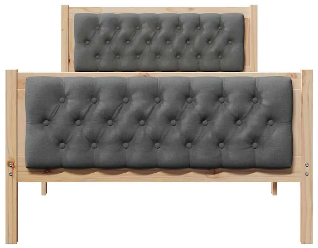 Ágykeret fejtámlával Sötétszürke 100 x 200 cm Tömör fenyőfa