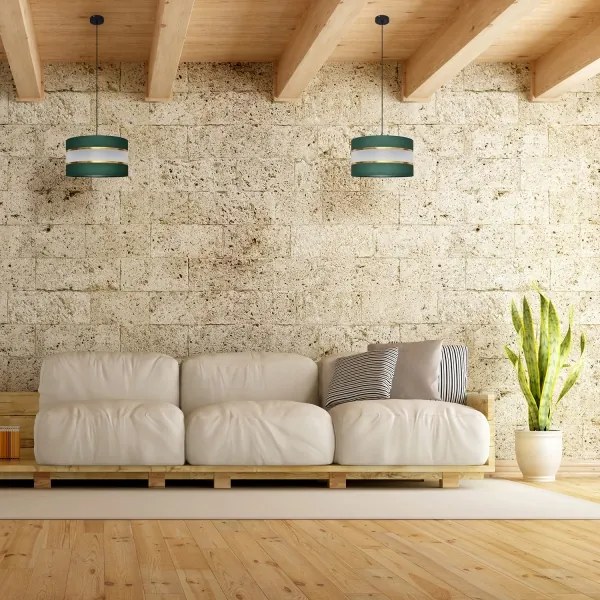 Csillár zsinóron HELEN 1xE27/15W/230V átm. 35 cm zöld/arany