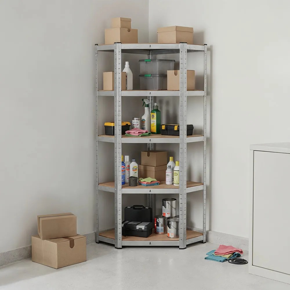 Nagy teherbírású sarokpolc 180x70x40-40 cm 175 kg króm