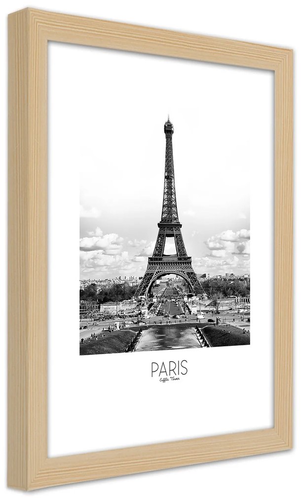 Gario Poszter Az ikonikus Eiffel-torony A keret színe: Fekete, Méret: 40 x 60 cm