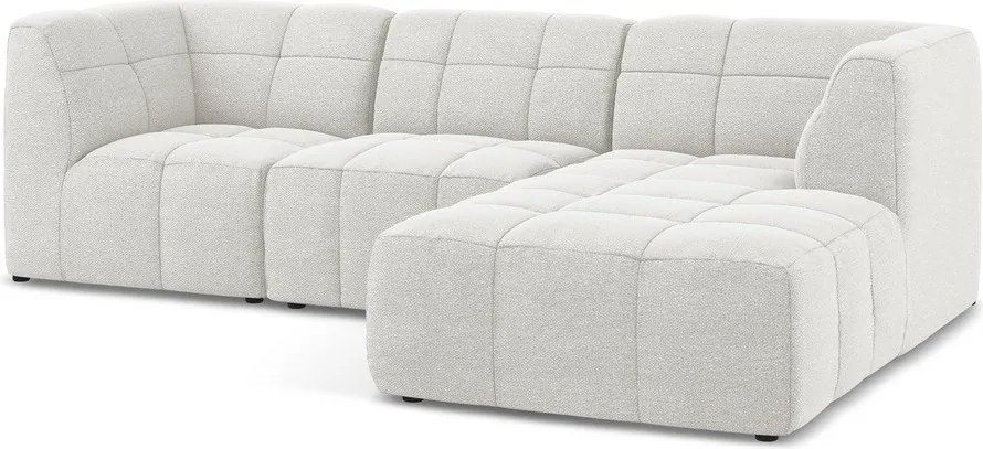 Fehér buklé sarokkanapé (jobb oldali-heverő résszel) Aloha – Makamii