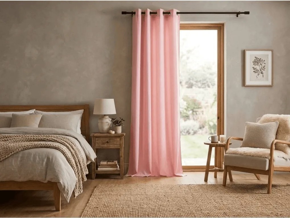 OXFORD LIGHT rózsaszín függöny 140x250 cm Felfüggesztés: Hullámos sínszalag
