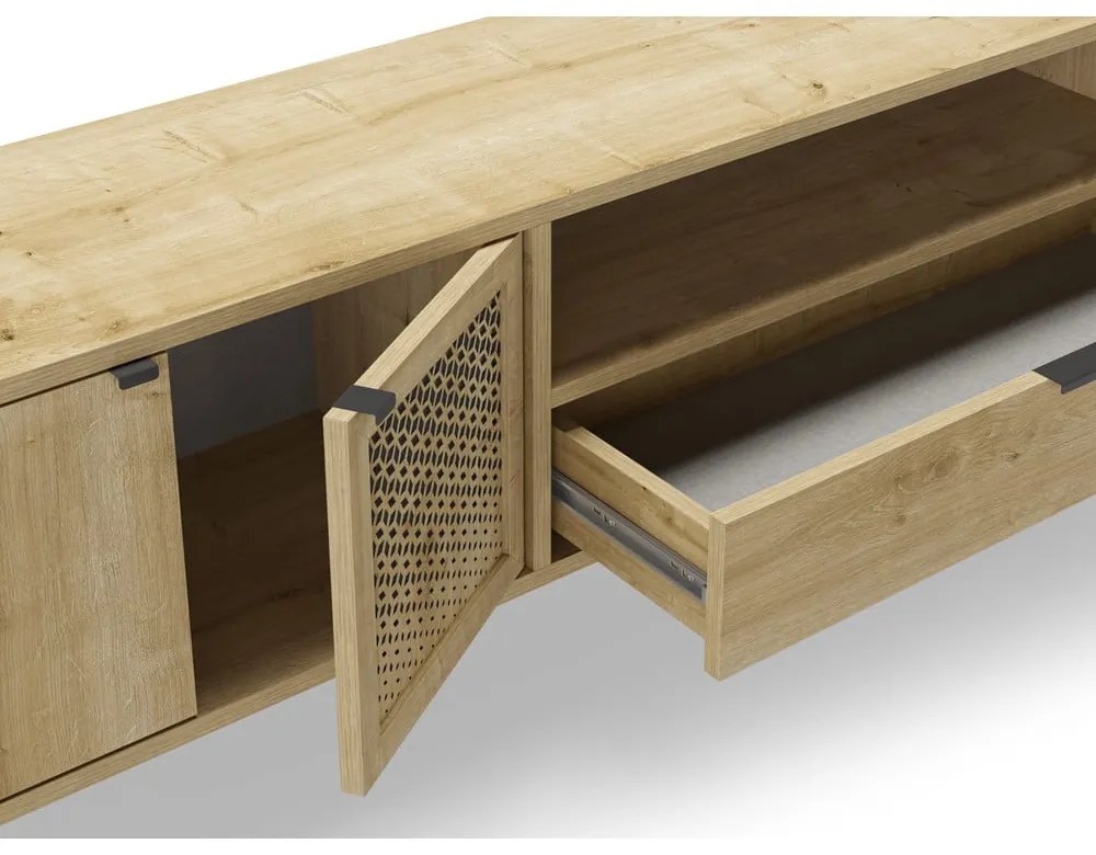 Natúr színű TV-állvány tölgyfa dekorral 160x50 cm Inca – Marckeric