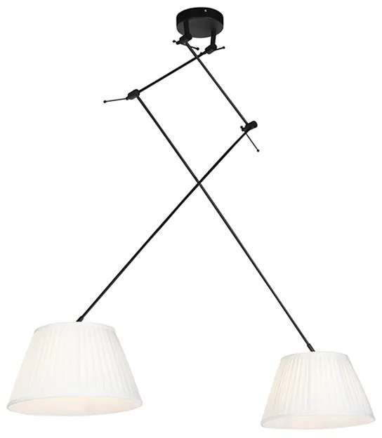 Függőlámpa fekete, redőzött árnyékolókkal krémszínű, 35 cm, 2 lámpás - Blitz