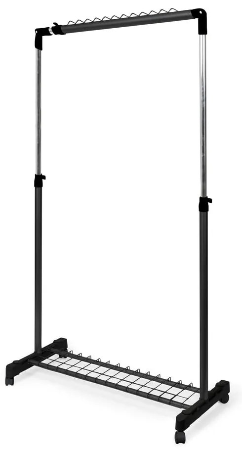 Fekete fém teleszkópos-gurulós ruhatartó állvány Under Stairs – Compactor