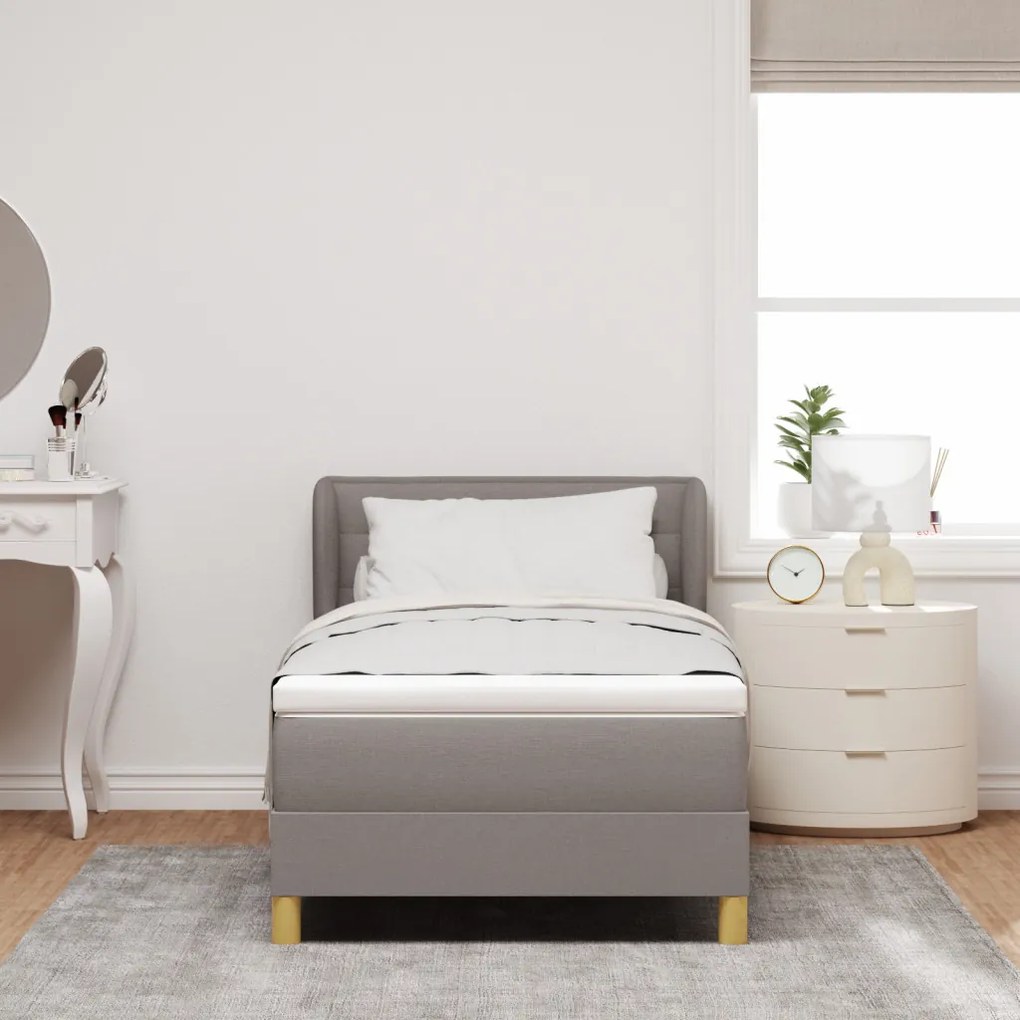 Boxspringágy matraccal, világosszürke, 80x200 cm, textil