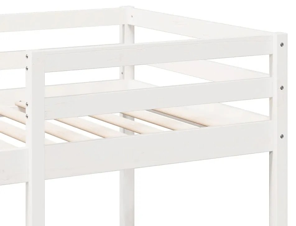 fehér fenyő galériaágy-keret asztallal és polcokkal 90 x 200 cm