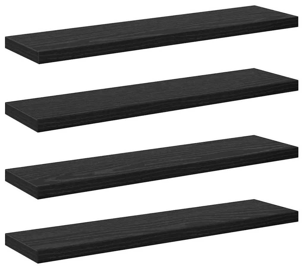 Polcos könyvespolc 4 pcs Fekete 40 x 10 x 1.5 cm Faanyag