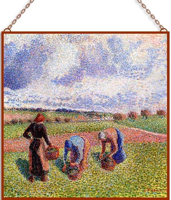 Pissarro - Arató nők üvegkép, falikép
