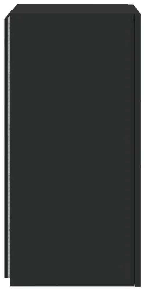 fekete fali TV-szekrény LED-világítással 30,5x35x70 cm