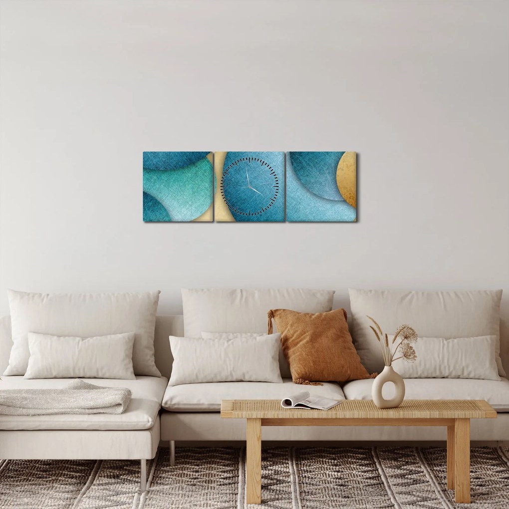 Az absztrakciós körök képe (órával) (90x30 cm)