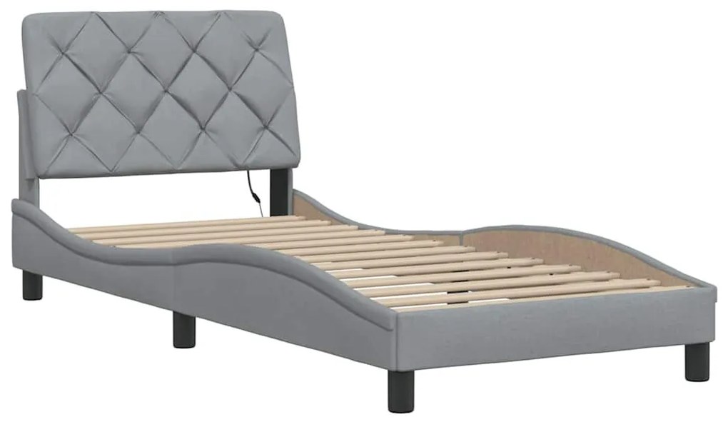 világosszürke szövet ágykeret LED-es matrac nélkül 80x200 cm