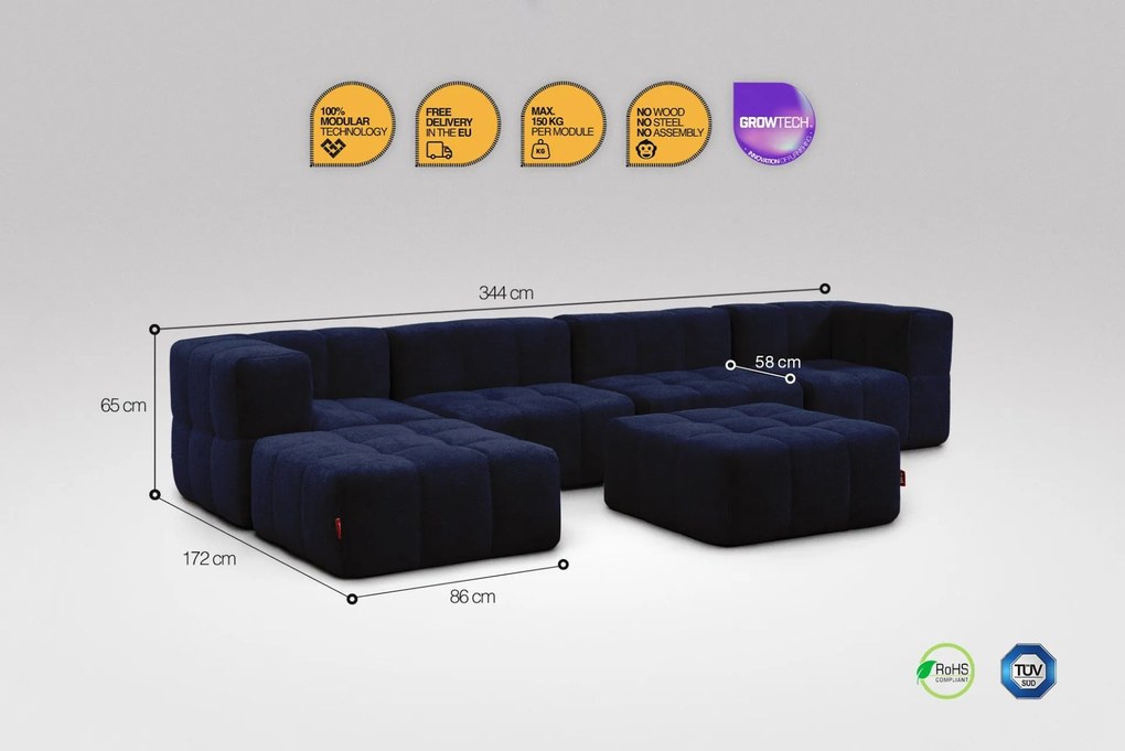 6 Teiliges Modulares Sofa – Blau