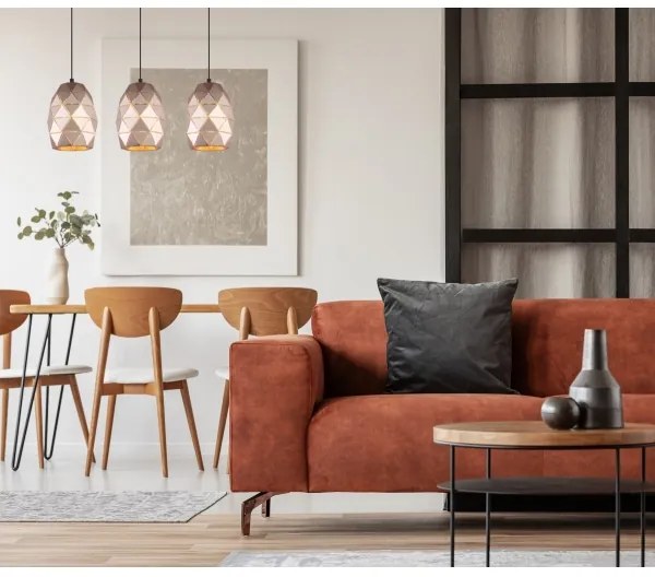 ITALUX MDM-3480/3 GD - Csillár zsinóron HARLEY 3xE27/40W/230V Rózsaarany