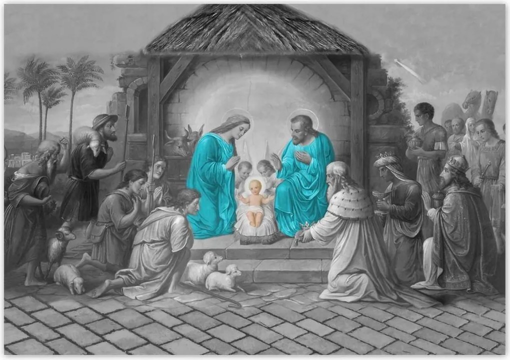 Poszterek 100x70 Szent család türkiz