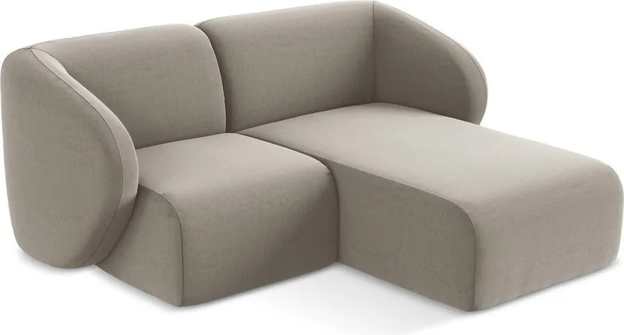 Világosbarna bársony sarokkanapé (jobb oldali-heverő résszel) Lani – Makamii