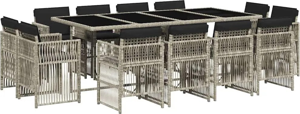 vidaXL 13 részes szürke polyrattan kerti étkezőgarnitúra párnákkal