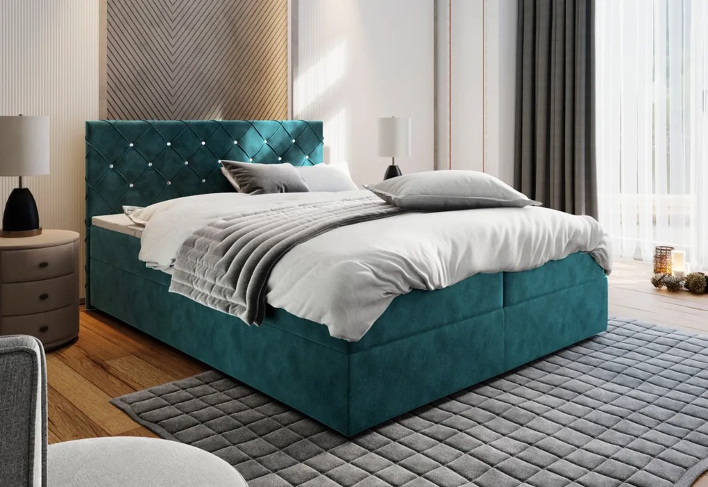 IRANA kárpitozott boxspring ágy, 140x200, magic velvet 2216