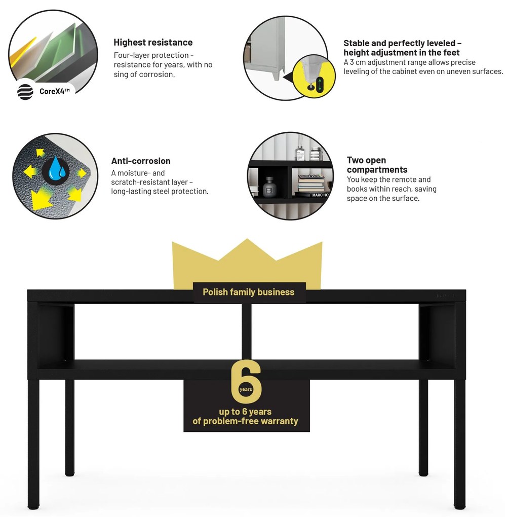 MATTEO dohányzóasztal 900 x 450 x 450 mm, fekete
