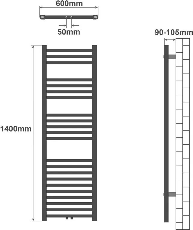 AQUAMARIN Fürdőszoba radiátor 140 x 60 cm fehér
