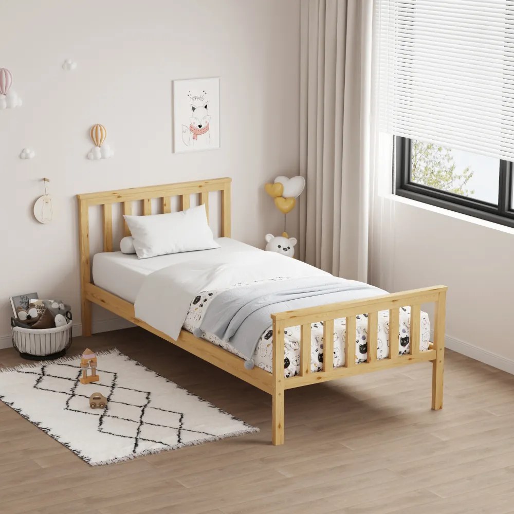 Ágy ágyráccsal, természetes, 90x200, ANATRA