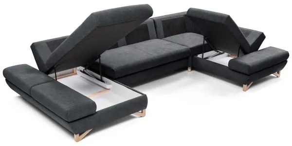 U-alakú, kihúzható kárpitozott sarokgarnitúra tárolóhellyel AVESTA, antracit