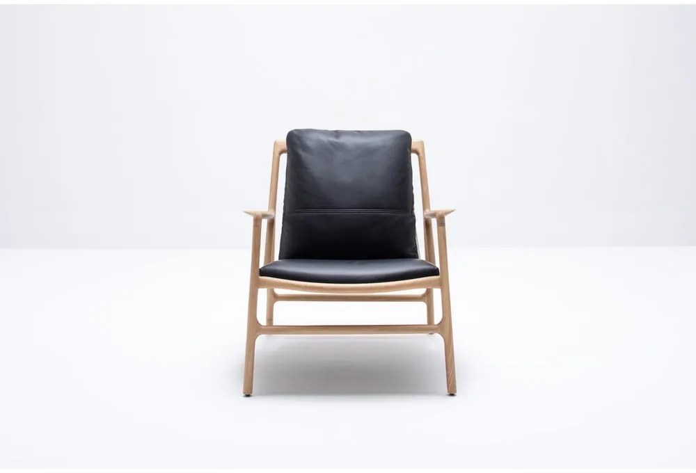 Fekete-natúr színű bőr fotel Dedo – Gazzda