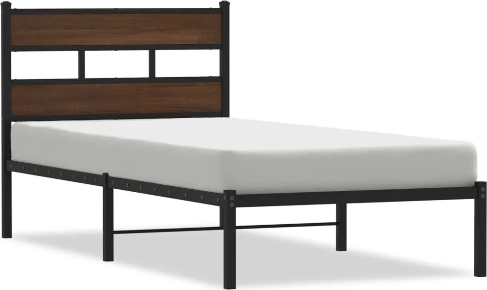 vidaXL barna tölgy színű fejtámlás ágykeret matrac nélkül 75 x 190 cm
