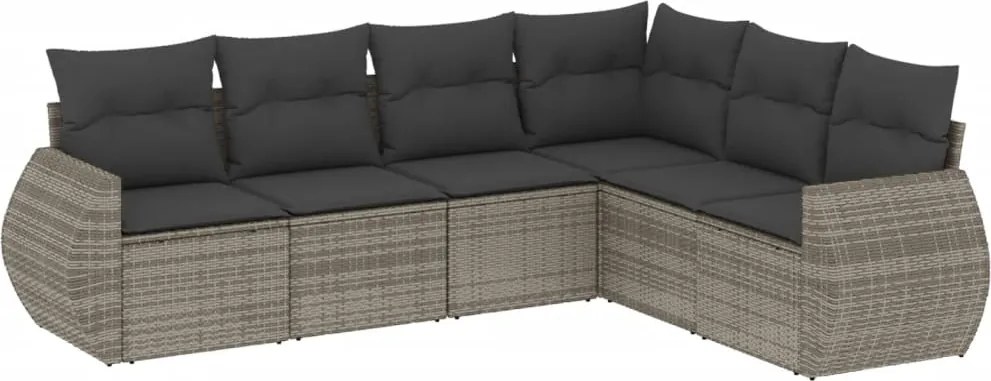 vidaXL 6 részes szürke polyrattan kerti ülőgarnitúra párnákkal