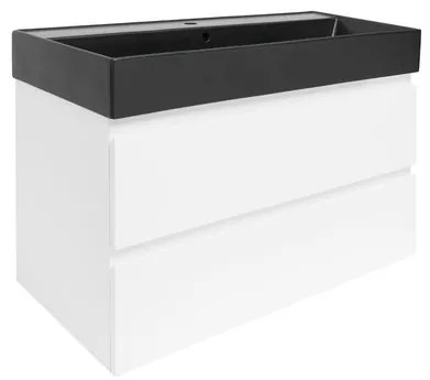SAT B-Way Fürdőszobaszekrény mosdóval 99x50x45 cm fehér fényes BWAY2100WU2BB