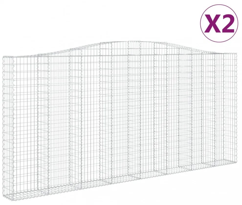2 db íves horganyzott vas gabion kosár 400x30x180/200 cm