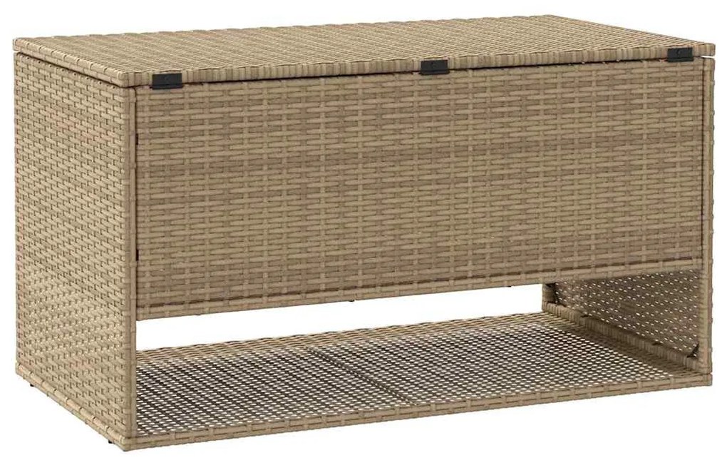 bézs polyrattan kültéri párna doboz 100x55x55,5 cm
