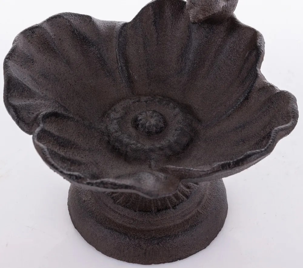 Öntöttvas madárkás barna madáritató tálka 12,5x17x15cm