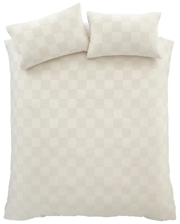 Krémszínű kétszemélyes-hosszabbított buklé ágyneműhuzat 230x220 cm Cosy Checkerboard – Catherine Lansfield