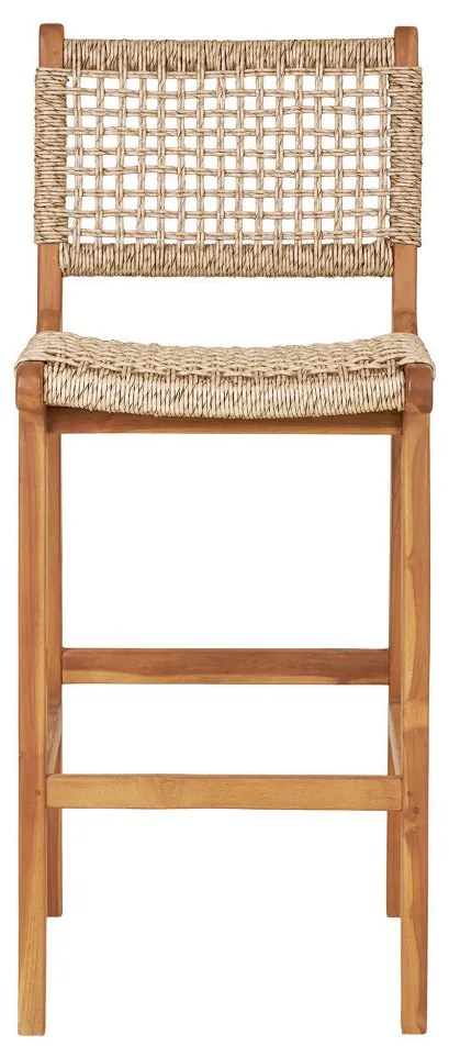 Derby bárszék, teak fa/polyrattan, natúr
